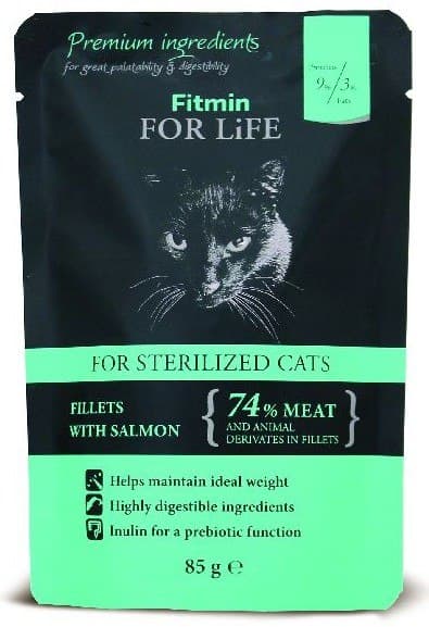 FITMIN CAT Våtfoder för katter LAXFILÉER 85 g