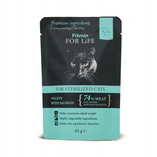 FITMIN CAT Våtfoder för katter LAXFILÉER 85 g