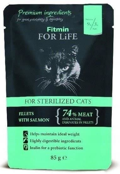 FITMIN CAT Våtfoder för katter LAXFILÉER 85 g