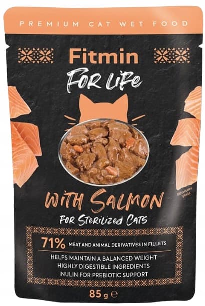 FITMIN CAT Våtfoder för katter LAXFILÉER 85 g
