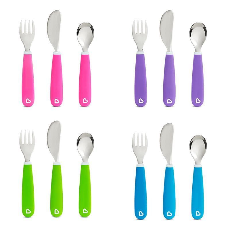 Rostfritt Gaffel Kniv o Sked m Ergonomiska handtag . Fr 18mån+