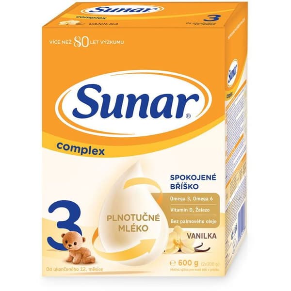 Sunar Complex 3 mjölk för småbarn vanilj, 6×600 g