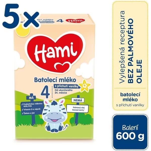 Hami 4 mjölk för små barn med vanilj 5×600 g