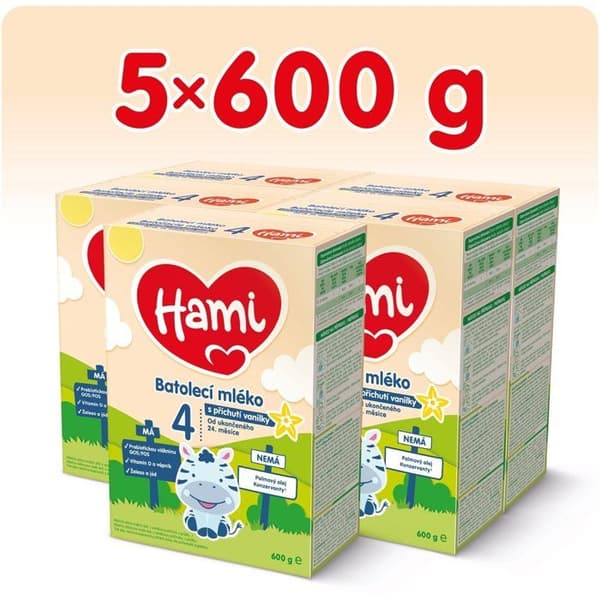 Hami 4 mjölk för små barn med vanilj 5×600 g