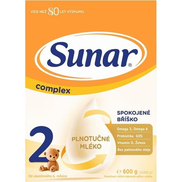 Lait infantile de suite Sunar Complex 2, 6×600 g