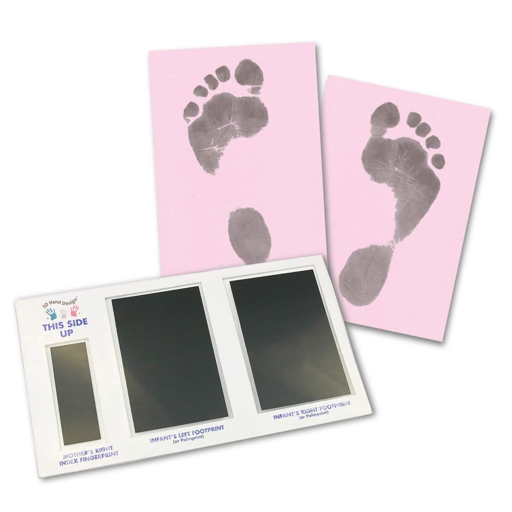 Set för fotavtryck, avtryck för nyfödda & bebisar upp till 3 månader, Pappersfärg rosa, Magic Footprint Standard
