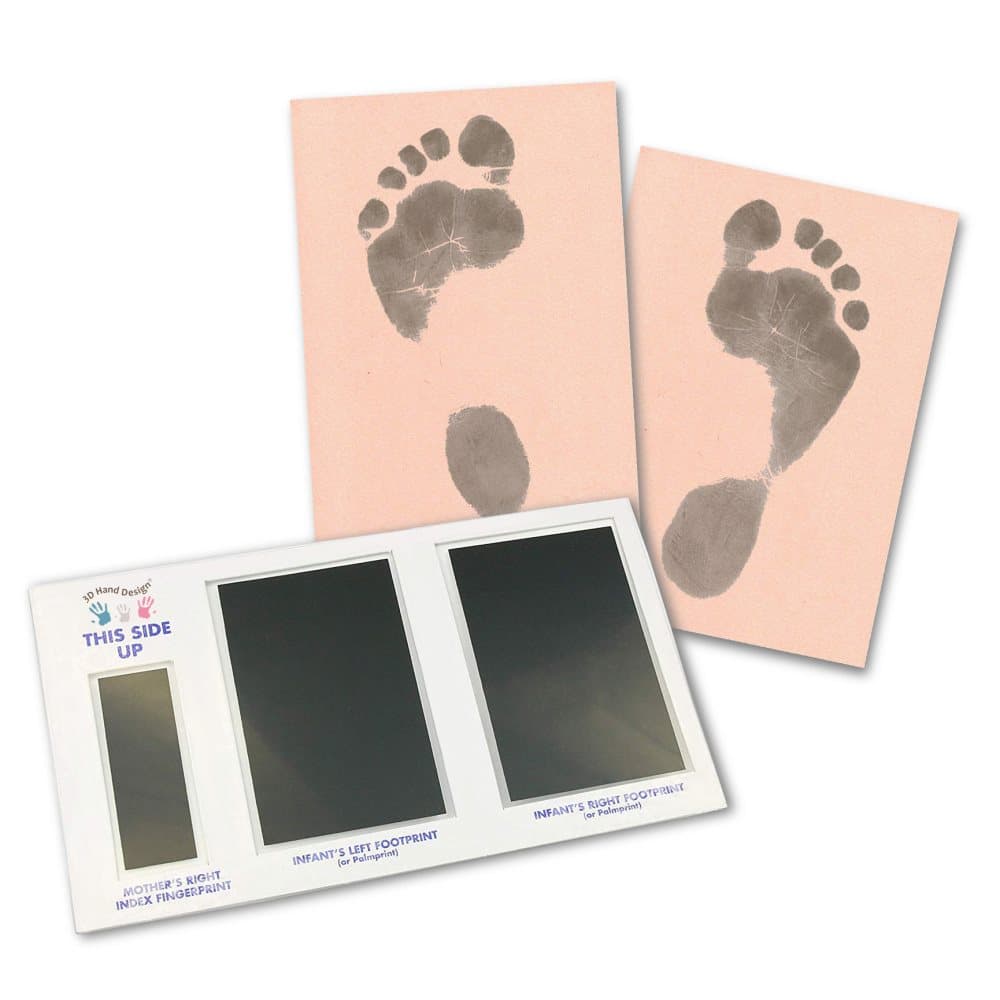 Set för fotavtryck, avtryck för nyfödda & bebisar upp till 3 månader, Pappersfärg lax, Magic Footprint Standard