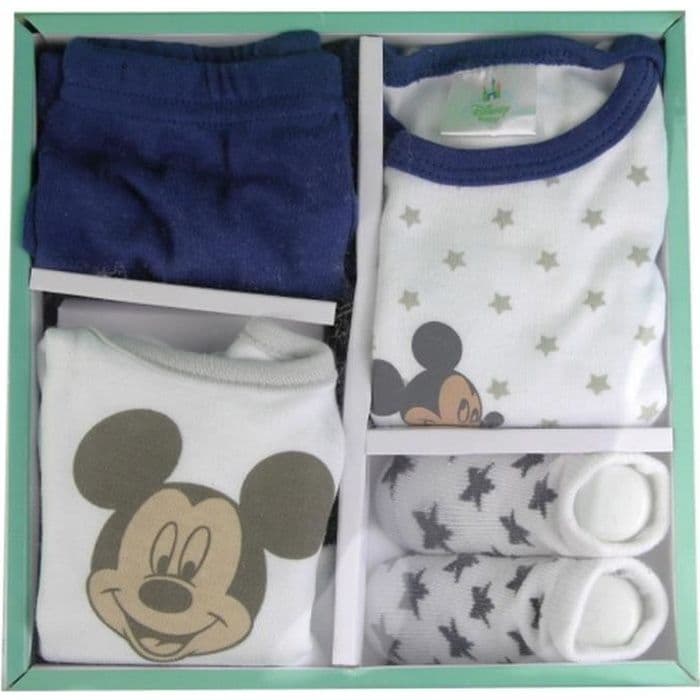 Disney Baby Boy presentförpackning Mickey White and Blue 4 stycken från födseln till 6 månader