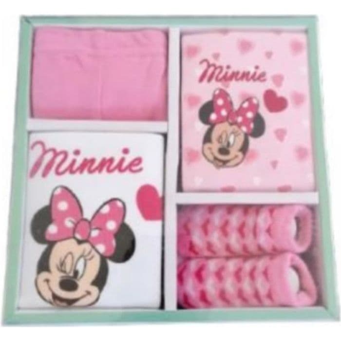 Disney Baby Girl presentset Minnie Pink and White 4 delar från födseln till 6 månader