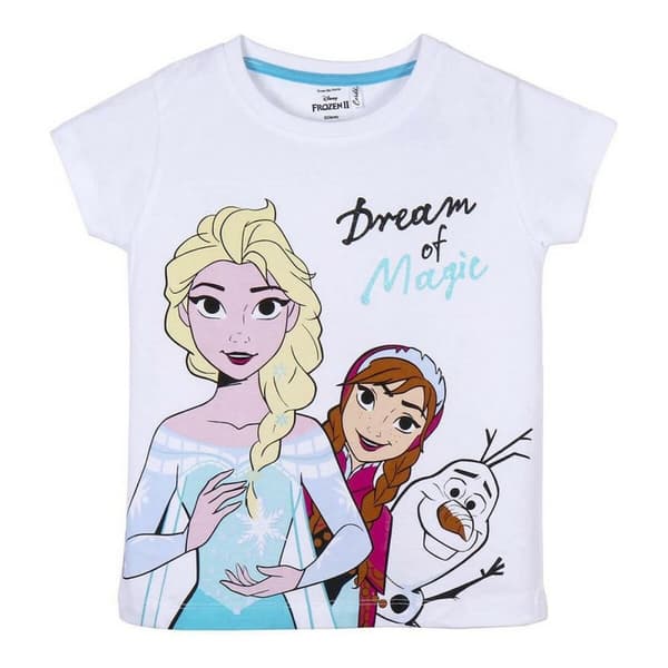 Børne Kortærmet T-shirt Frozen Hvid - 8 år