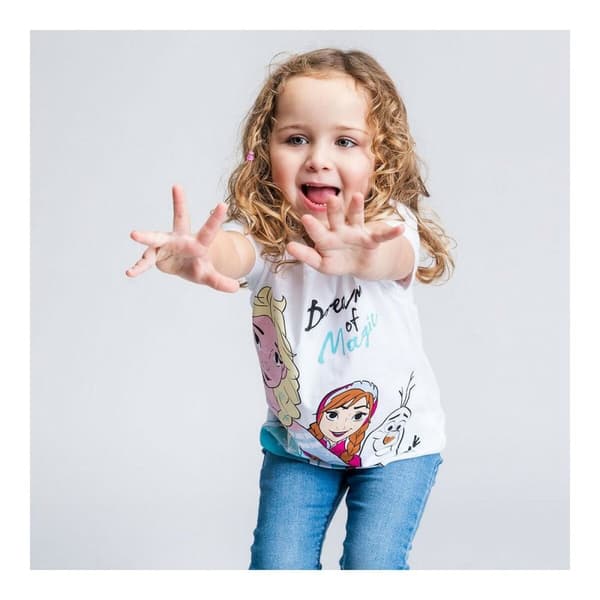 Børne Kortærmet T-shirt Frozen Hvid - 6 år