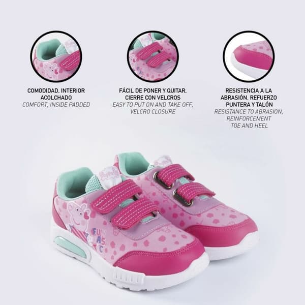 Afslappende sko med LED-lys Peppa Pig Pink - 27