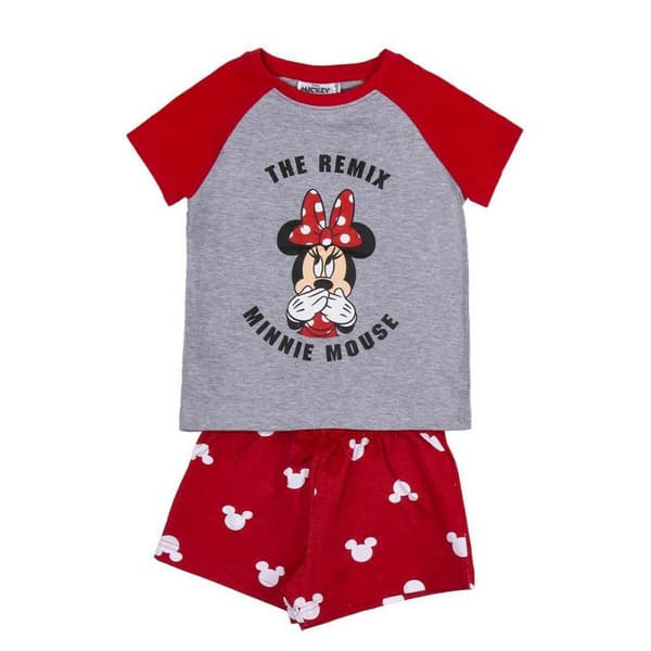 Børnepyjamasser Minnie Mouse Rød Grå - 3 år