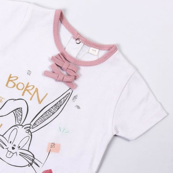 Sæt med tøj Looney Tunes Baby Hvid Pink - 0 måneder