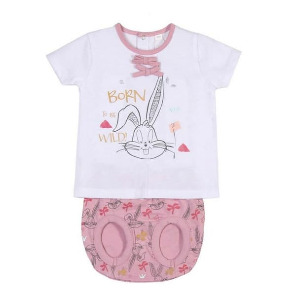 Sæt med tøj Looney Tunes Baby Hvid Pink - 0 måneder