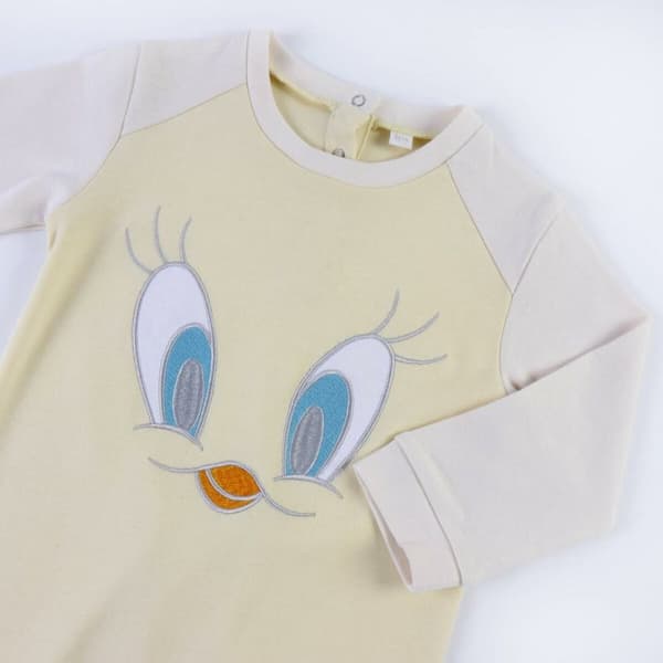 Langærmet sparkedragt til baby Looney Tunes Gul - 24 måneder