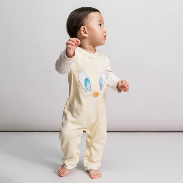 Langærmet sparkedragt til baby Looney Tunes Gul - 24 måneder