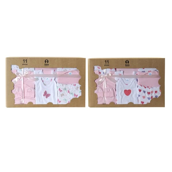 Sæt med tøj DKD Home Decor Bomuld Pink Hvid (11 Dele)