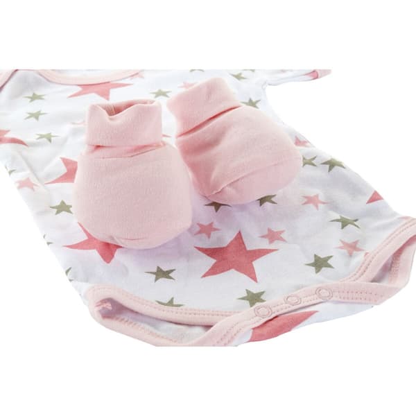 Sæt med tøj DKD Home Decor Blå Pink 0-6 måneder Bomuld Stjerner (2 enheder)