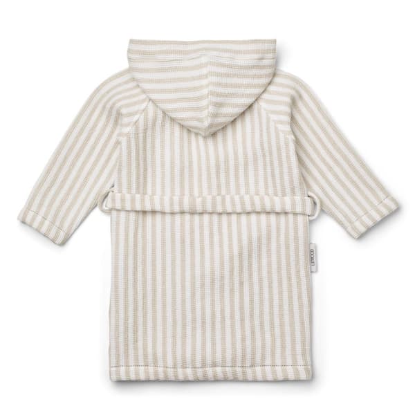 Stribet badekåbe Grå, Crisp White/Sandy 5-6 år - Liewood