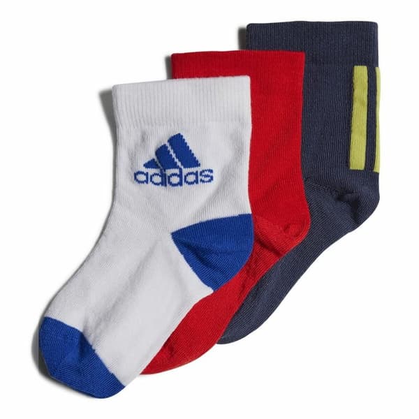 Ankelstrømper Adidas Multi Rød Blå 3 par Hvid - S