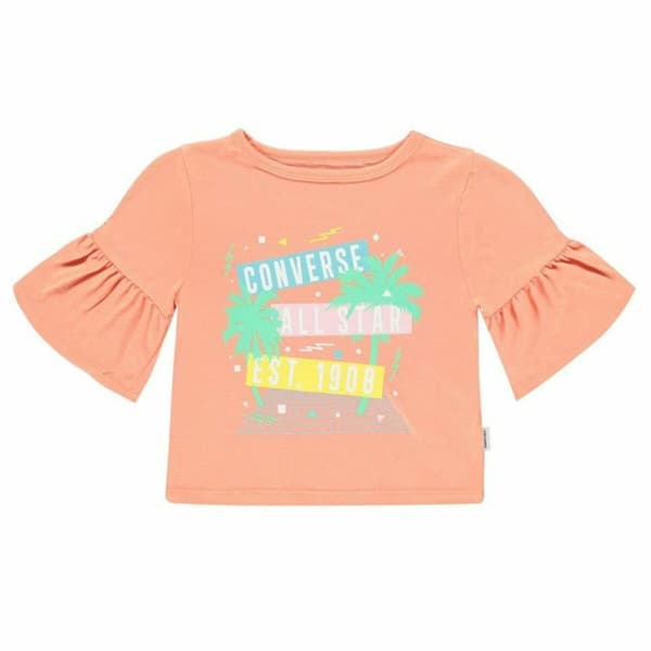 Børne Kortærmet T-shirt Converse  Ruffle  Laksefarvet - 12-13 år