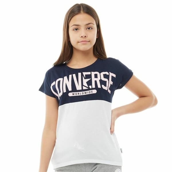 Børne Kortærmet T-shirt Converse Worldwide Mørkeblå - 8-10 år