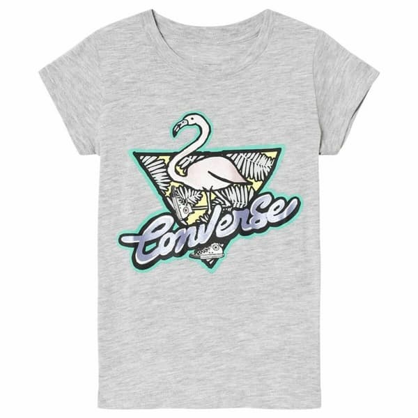 Børne Kortærmet T-shirt Converse Flamingo Lysegrå - 12-13 år
