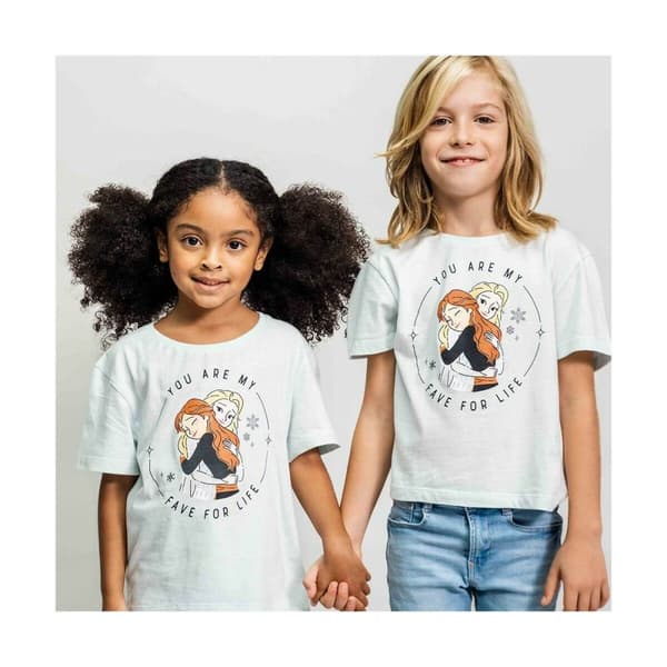 Børne Kortærmet T-shirt Frozen Lyseblå - 7 år