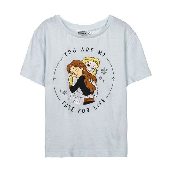 Børne Kortærmet T-shirt Frozen Lyseblå - 7 år