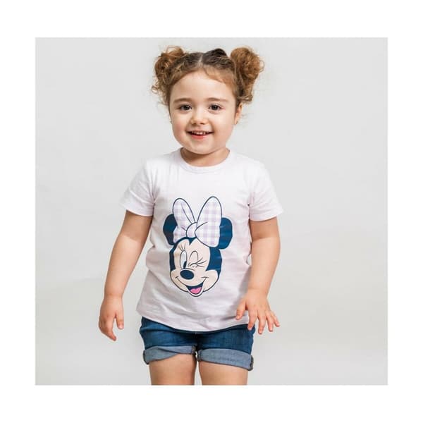 Børne Kortærmet T-shirt Minnie Mouse Lilla - 48 Måneder