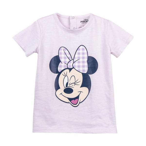Børne Kortærmet T-shirt Minnie Mouse Lilla - 48 Måneder