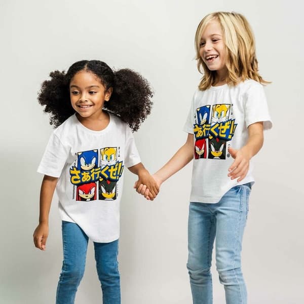 Børne Kortærmet T-shirt Sonic Hvid - 12 år