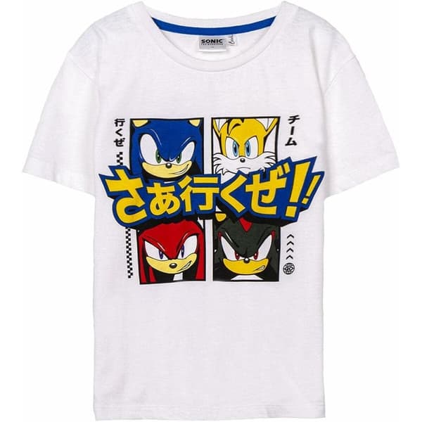 Børne Kortærmet T-shirt Sonic Hvid - 12 år