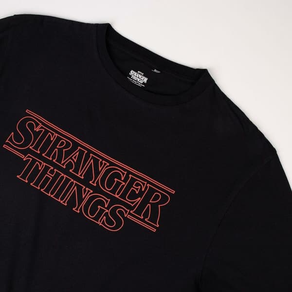 Børne Kortærmet T-shirt Stranger Things Sort - L
