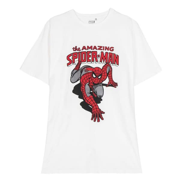 Børne Kortærmet T-shirt Spiderman Hvid - XXL