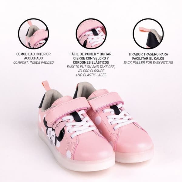 LED Træningssko Minnie Mouse Velcro Pink - 32