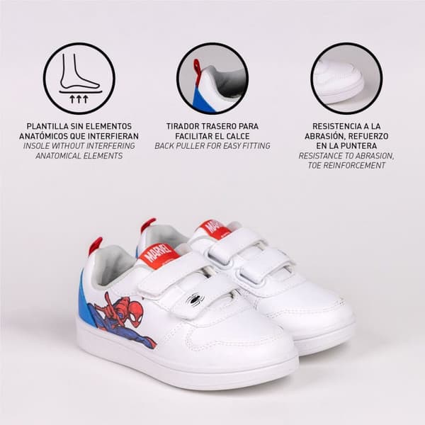 Sportssko til børn Spiderman Velcro Hvid - 25