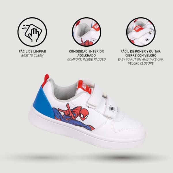 Sportssko til børn Spiderman Velcro Hvid - 28