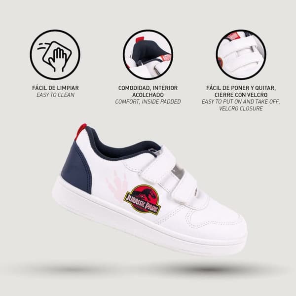 Sportssko til børn Jurassic Park Velcro Hvid - 26