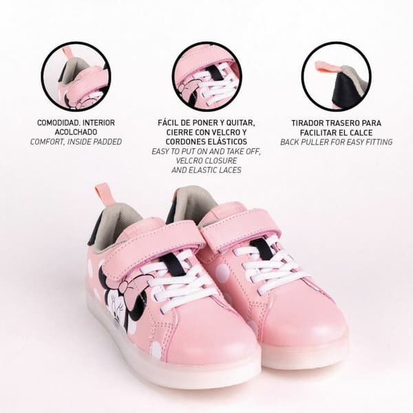 LED Træningssko Minnie Mouse Velcro Pink - 31