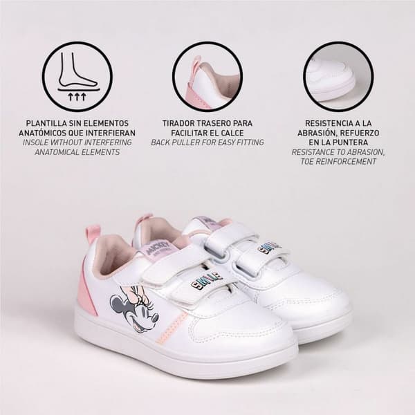Sportssko til børn Minnie Mouse Velcro Hvid - 31