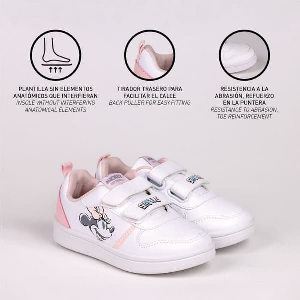 Sportssko til børn Minnie Mouse Velcro Hvid - 29