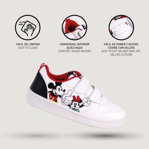 Sportssko til børn Mickey Mouse Velcro Hvid - 24