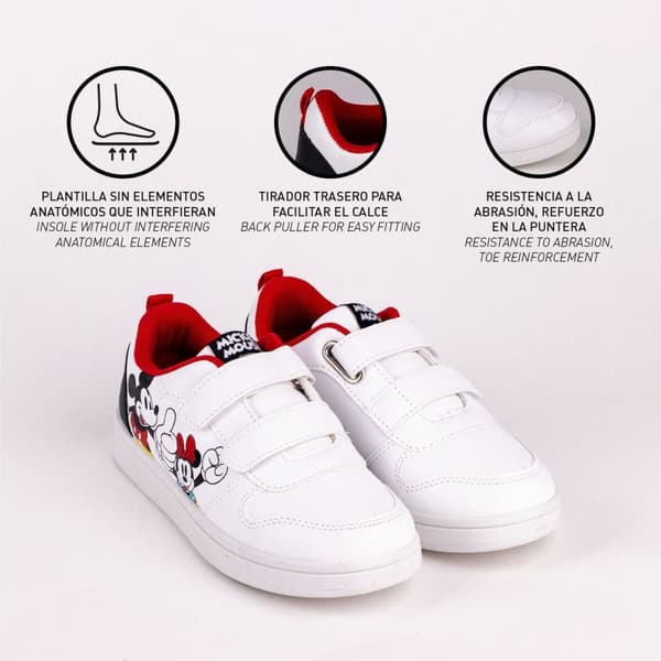 Sportssko til børn Mickey Mouse Velcro Hvid - 24
