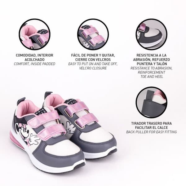 LED Træningssko Minnie Mouse Velcro Grå - 29