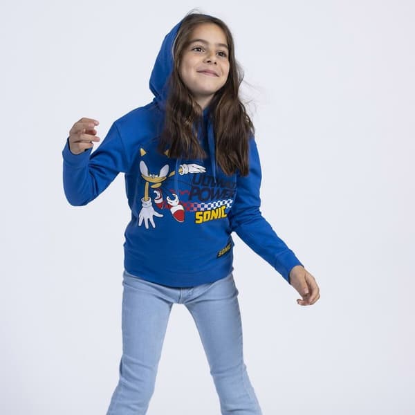Sweatshirt med hætte til piger Sonic Blå - 12 år