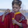 Miniatyrbillede 3 af 5: Vandtætte Poncho med Hætte Mickey Mouse Rød - 5-6 år