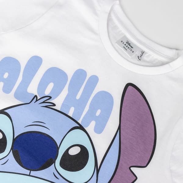Barn T-shirt med kortärm Stitch Vit - 5 år