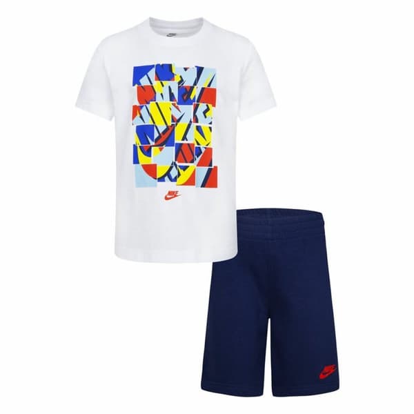Lasten urheiluasu Nike Nsw Add Ft Short Sininen Valkoinen Monivärinen 2 Kappaletta - 7 vuotta
